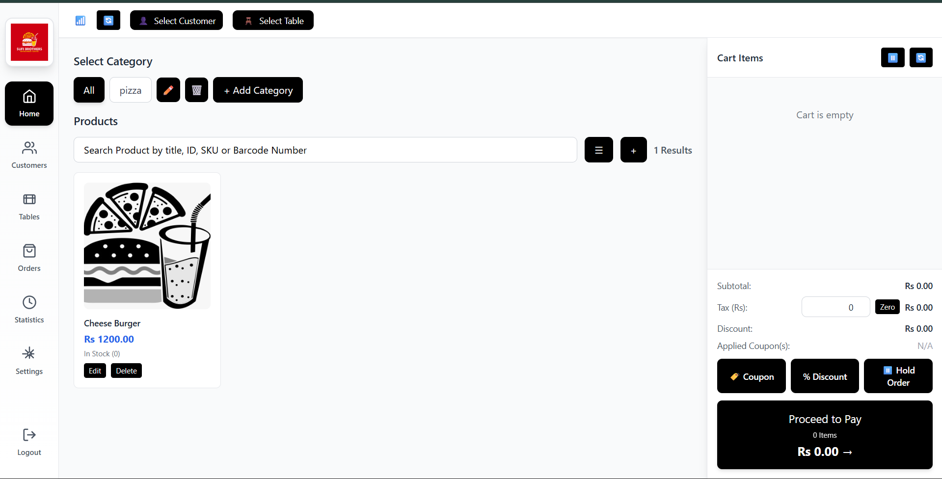 Restaurant POS System Screenshot